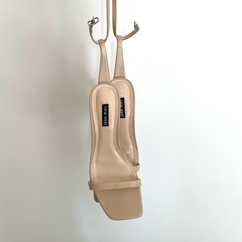 Beige Squared Toed Strappy Sandals - image 2